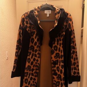 Joseph Ribkoff Leopard Print Coat with Black Details